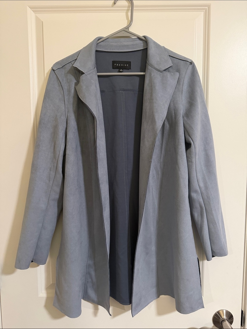 Premise Pale Blue Open-Front Trench Coat